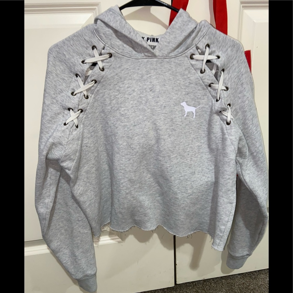 Victoria secret Pink grey cropped hoody